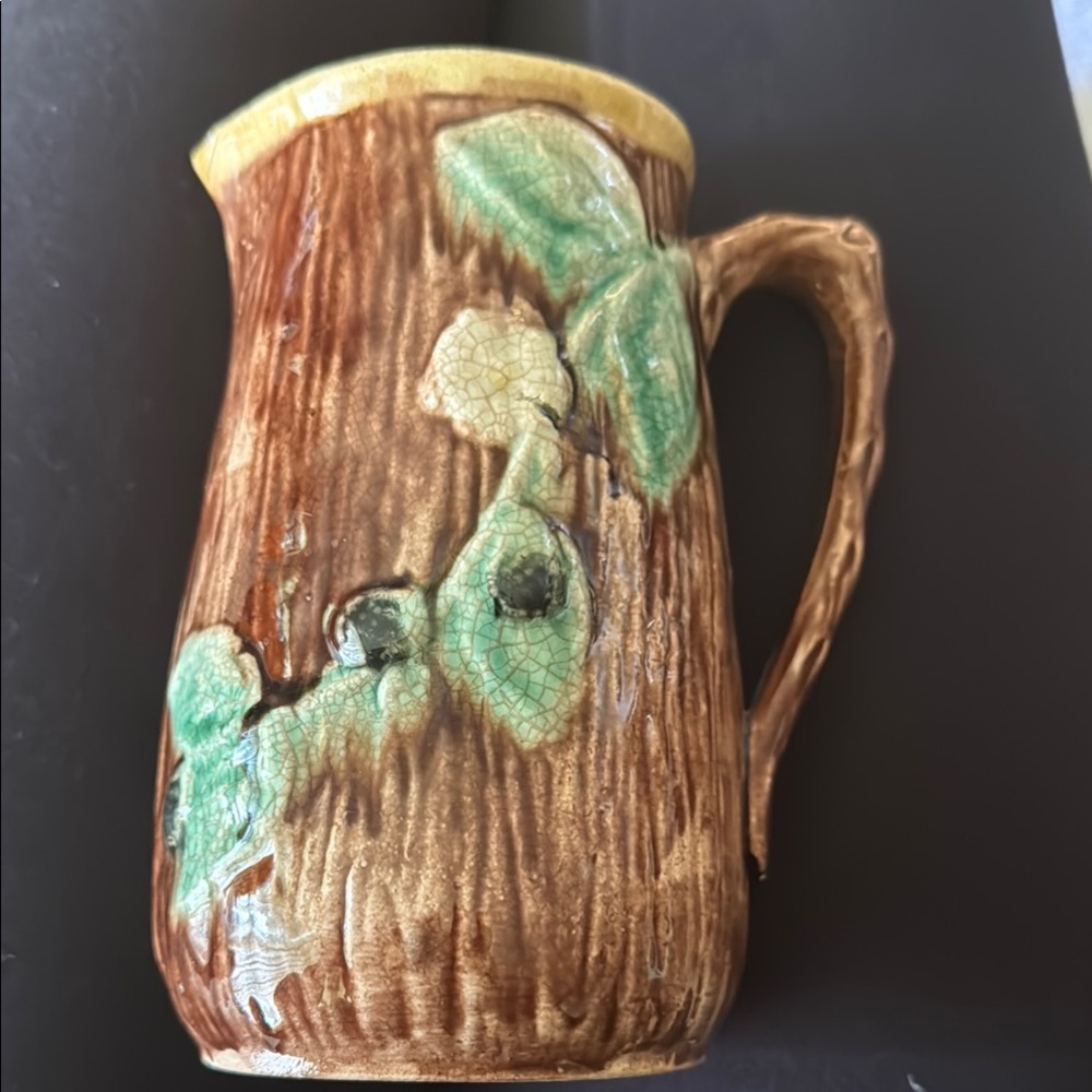 Handcrafted Brown and Green Ceramic Pitcher